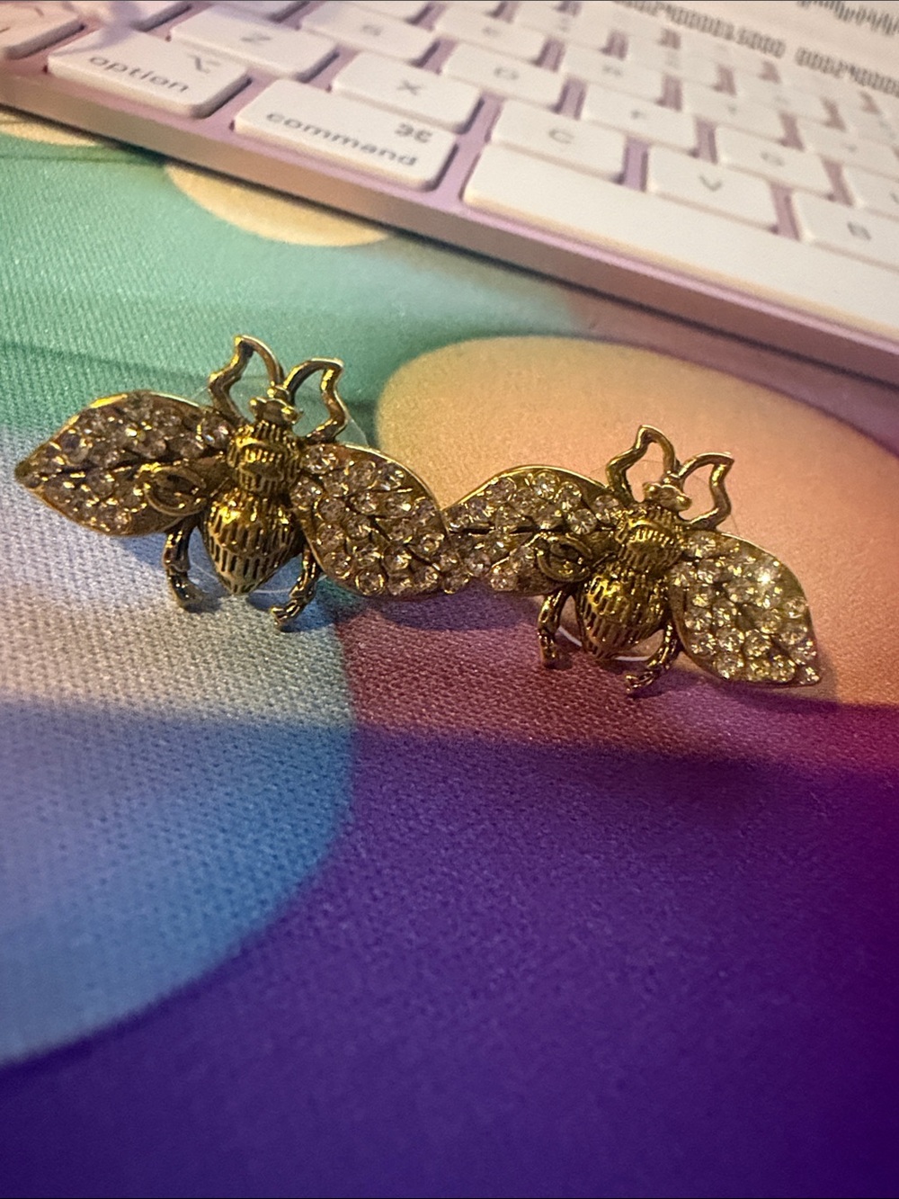 Goldtone Crystal Bee Earrings